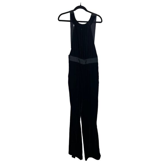 NWT STAUD Black Velvet Halter Jumpsuit Sz. 4 - Picture 3 of 9